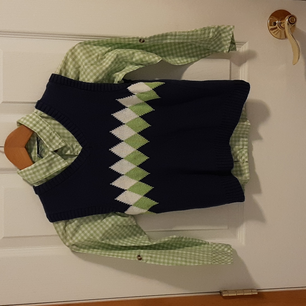 Boys, size 7, shirt and vest.
